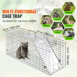 Folding Live Animal Cage Trap with Handle