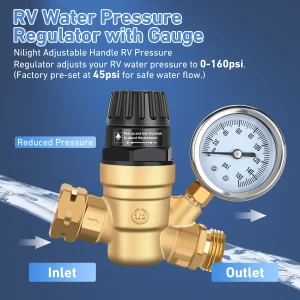 RV Pressure Regulator with Water Filter